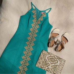 Lilly Pulitzer seaside aqua pearl dress size 2
